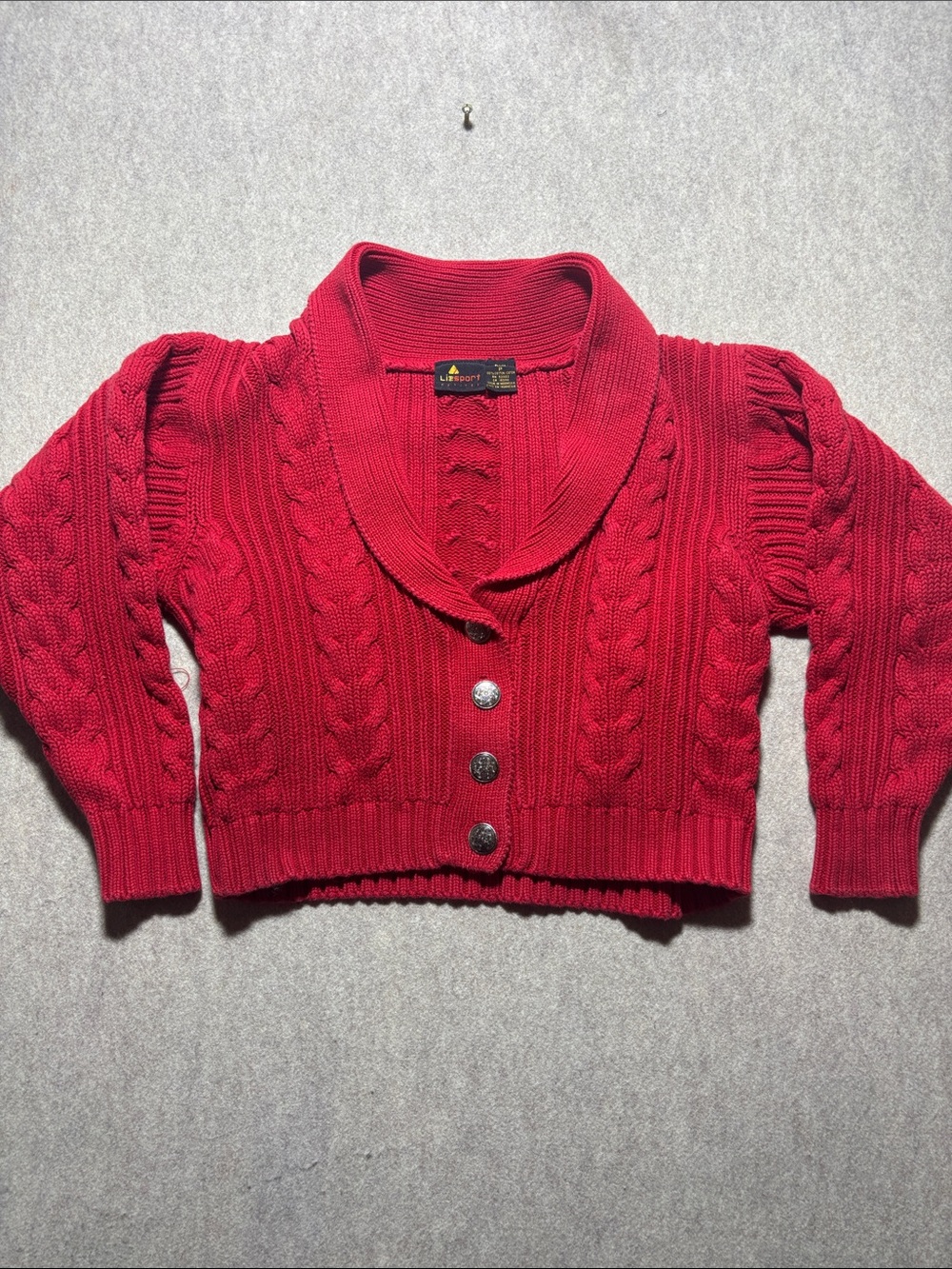 Liz Claiborne Lizsport Cotton Cardigan Cherry Red Petite  (5)